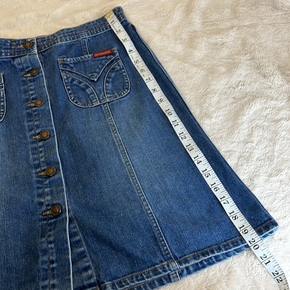 Roxy Vintage Y2K Button Front A-Line Denim Blue Jean Skirt - Size 7 - Picture 6 of 10